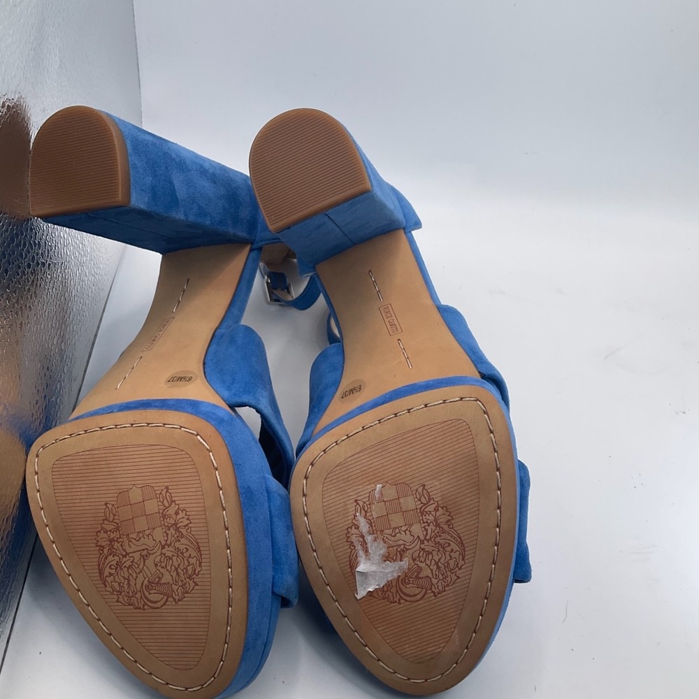 Vince Camuto Corlesta Blue Suede Knotted Dress Sandals Ankle Strap Heels 6.5 New - Picture 11 of 14